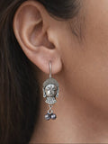 Antique Silver Buddha Face Hook Earrings | Sarichka Fashion