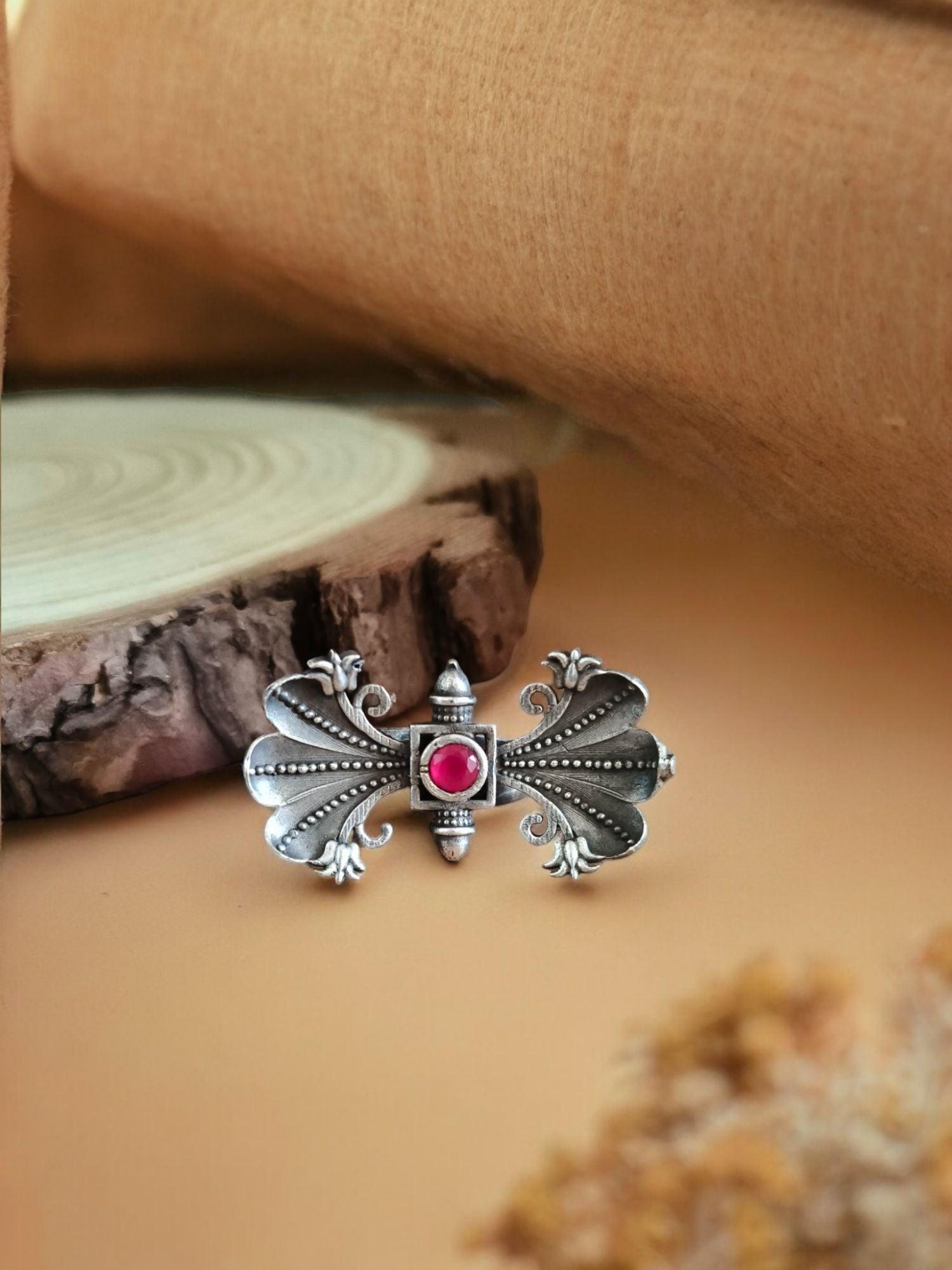 tribal style oxidised ring