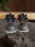 Oxidised German Silver Party Wear Pearl Jhumkas for Elegant Look | Sarichka
