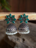 Oxidised German Silver Party Wear Pearl Jhumkas for Elegant Look | Sarichka