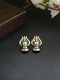 Silver Replica Oxidised Shivling with Trishul Stud Earrings | Sarichka