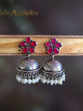 German Silver High-Quality Pearl Floral Jhumka Earrings Ethnic Wear | Sarichka
