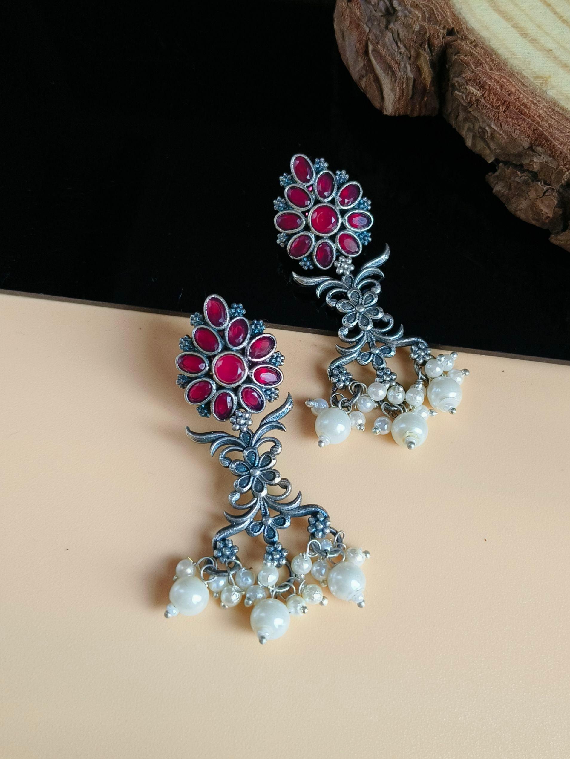 oxidised dangler earrings