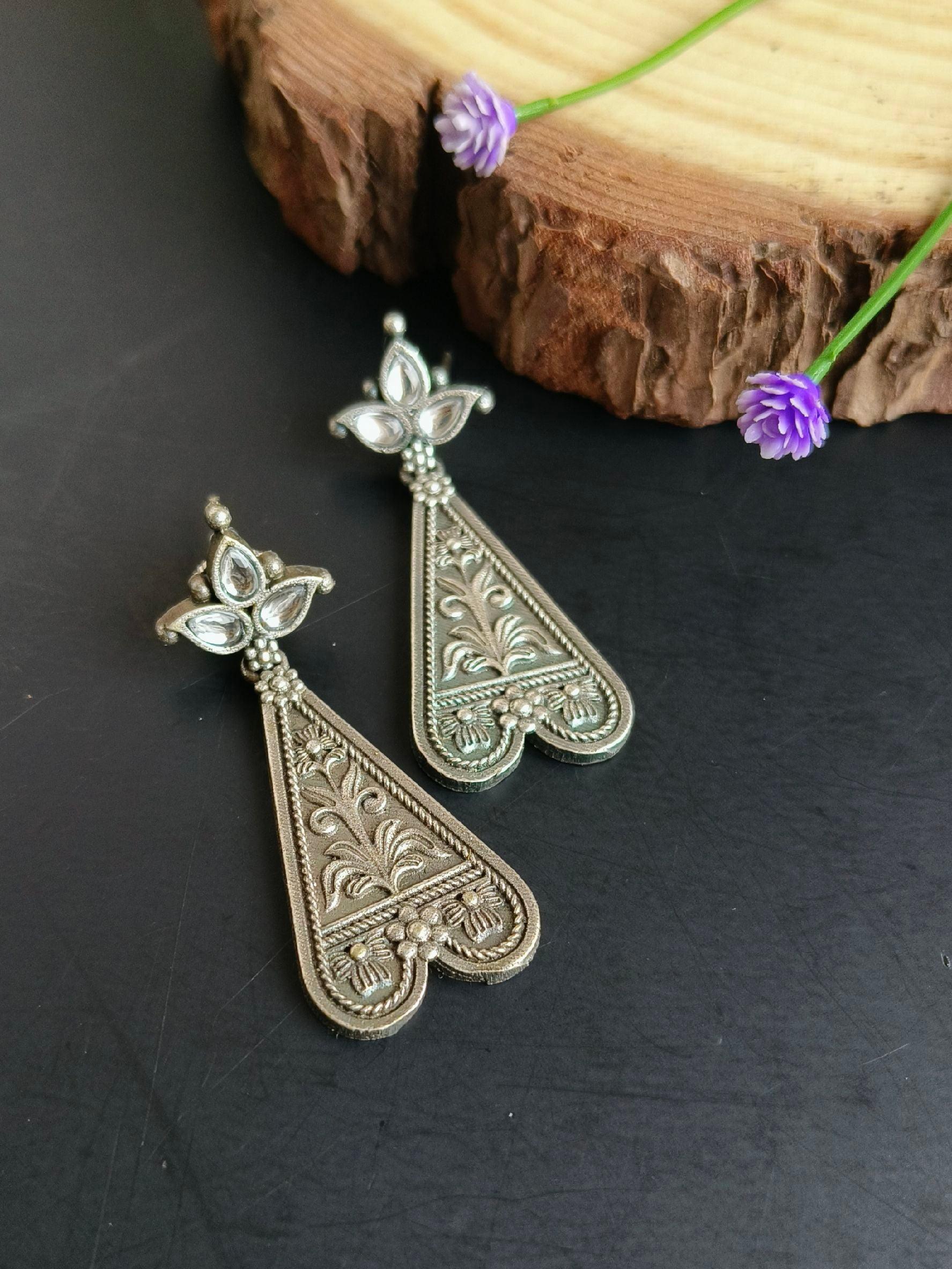 Oxidised Dangler Earrings