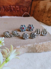925 Silver-Plated Oxidised Tiny Studs Combo Set | Sarichka