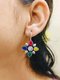 Floral Replica Stone Oxidized Hook Earrings | Sarichka