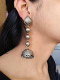 Elegant Lightweight Silver-Plated Jhumka Earrings with Trendy Design | Sarichka