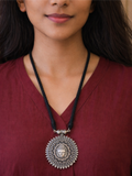 Oxidized Tribal german silver Black Thread Pendant