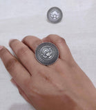 Divine Oxidised Mata Ji Finger Ring | Sarichka Fashion