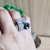 Silver Square Ghungroo Adjustable Ring | Sarichka Fashion