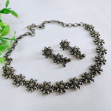 Oxidised Silver Mandala Necklace Set | Sarichka