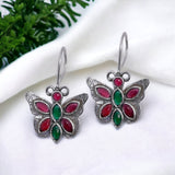 Silver Plated Oxidized Butterfly Hook Earring | Sarichka