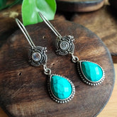 Silver Plated Monalisa Gemstone Hook Earrings