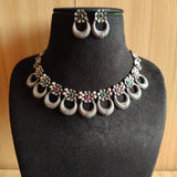 925 Silver Half-Moon Floral Necklace Set | Sarichka Fashion
