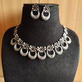 925 Silver Half-Moon Floral Necklace Set | Sarichka Fashion