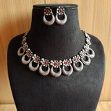 925 Silver Half-Moon Floral Necklace Set | Sarichka Fashion