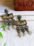 Navratri Dual-Tone Oxidised Dangler Earrings with Ethnic Elegance | Sarichka