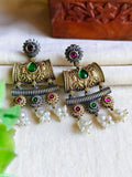 Navratri Dual-Tone Oxidised Dangler Earrings with Ethnic Elegance | Sarichka