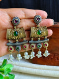 Navratri Dual-Tone Oxidised Dangler Earrings with Ethnic Elegance | Sarichka
