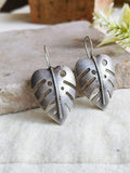 Elegant Silver Pan Leaf Hook Earrings | Sarichka