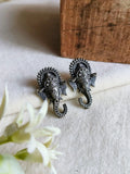 Oxidised 925 Silver Ganesha Stud Earrings | Sarichka