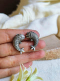 Graceful Silver Oxidised Fish Stud Earrings | Sarichka