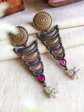 Two-Tone Dangler Earrings in Silver & Gold Finish | Sarichka