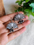 Graceful Lotus Silver Hook Earrings | Sarichka Fashion