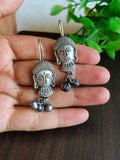 Antique Silver Buddha Face Hook Earrings | Sarichka Fashion