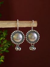 Round Silver Plated Oxidized Hook Earrings with Ghungroo | Sarichka