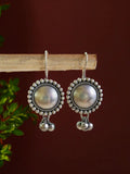 Round Silver Plated Oxidized Hook Earrings with Ghungroo | Sarichka