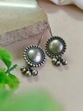 Round Silver Plated Oxidized Hook Earrings with Ghungroo | Sarichka