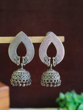 Silver Oxidised Motif Design Jhumka Earrings | Sarichka