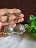 Classic Silver Oxidised Jhumka Earrings | Sarichka