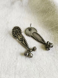 Silver Oxidized Drop Stud Earrings | Sarichka