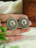 Traditional Oxidized Silver Flower Stud Earrings | Sarichka