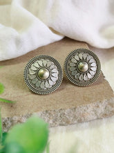 Oxidised Silver Plated Floral design Stud Earrings | Sarichka