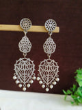 Silver Replica Navratri Pearl Drop Earrings | Sarichka