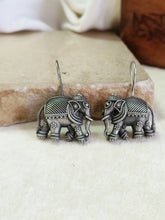 Silver Plated Oxidised Elephant Hook Earrings | Sarichka