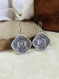 Silver Oxidised 5 Pesa Old Coin Hook Earrings | Sarichka