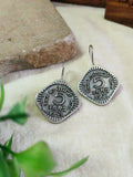 Silver Oxidised 5 Pesa Old Coin Hook Earrings | Sarichka