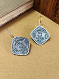 Silver Oxidised 5 Pesa Old Coin Hook Earrings | Sarichka