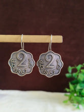 Antique Silver 2 Pesa Old Coin Hook Earrings | Sarichka