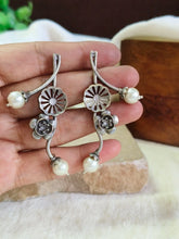 Elegant Pearl Silver Replica Stud Earrings | Sarichka