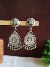 Silver Oxidised Teardrop Dangler Earrings | Sarichka