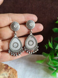 Silver Oxidised Teardrop Dangler Earrings | Sarichka