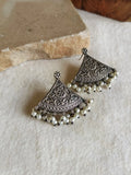 Silver Replica Oxidised Triangle Stud Earrings | Sarichka