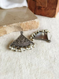 Silver Replica Oxidised Triangle Stud Earrings | Sarichka
