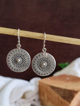 German Silver Oxidized Round Hook Earrings | Sarichka