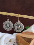 German Silver Oxidized Round Hook Earrings | Sarichka
